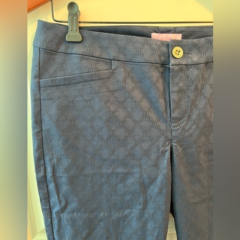 Lilly Pulitzer Kelly Textured Pants Navy Size 8 - Picture 5 of 16